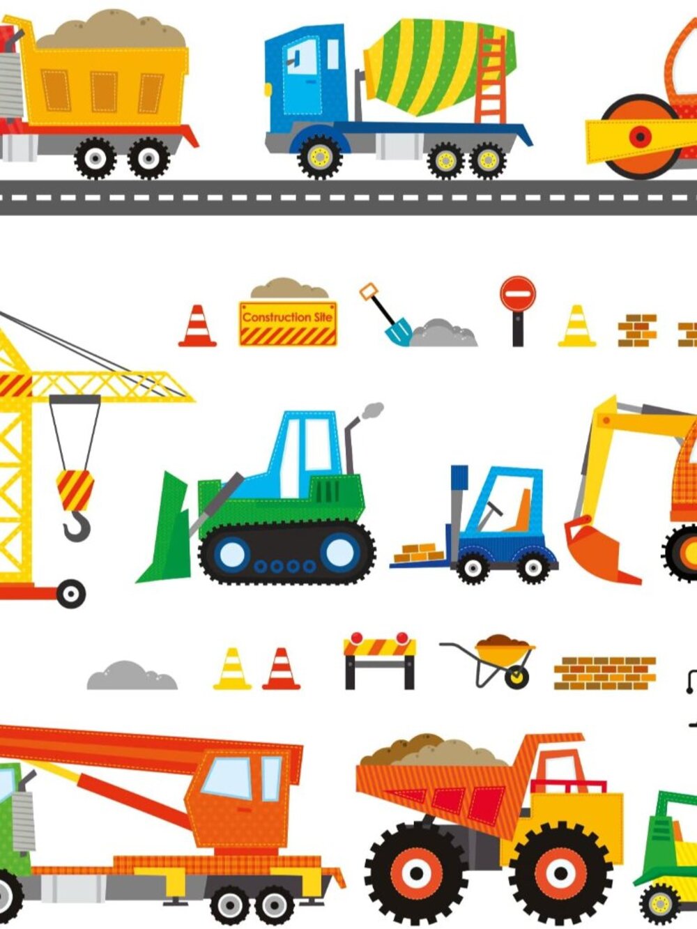 Construction Vehicles Wall Decals Stickers Trucks Crane DS4-8012